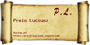 Preis Luciusz névjegykártya